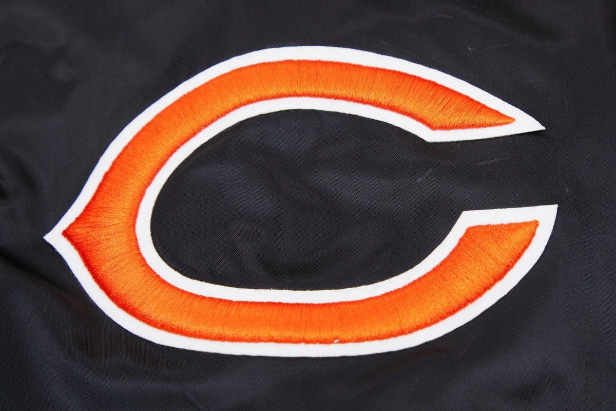 NFL CHICAGO BEARS BIG LOGO MEN'S SATIN JACKET (BLACK)