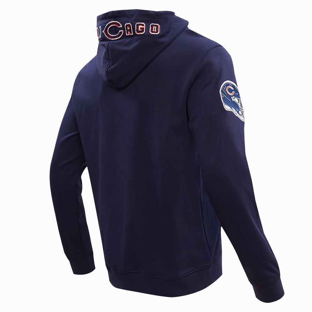 NFL CHICAGO BEARS CLASSIC CHENILLE MEN'S FULL ZIP HOODIE  (MIDNIGHT NAVY)