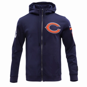 NFL CHICAGO BEARS CLASSIC CHENILLE MEN'S FULL ZIP HOODIE  (MIDNIGHT NAVY)
