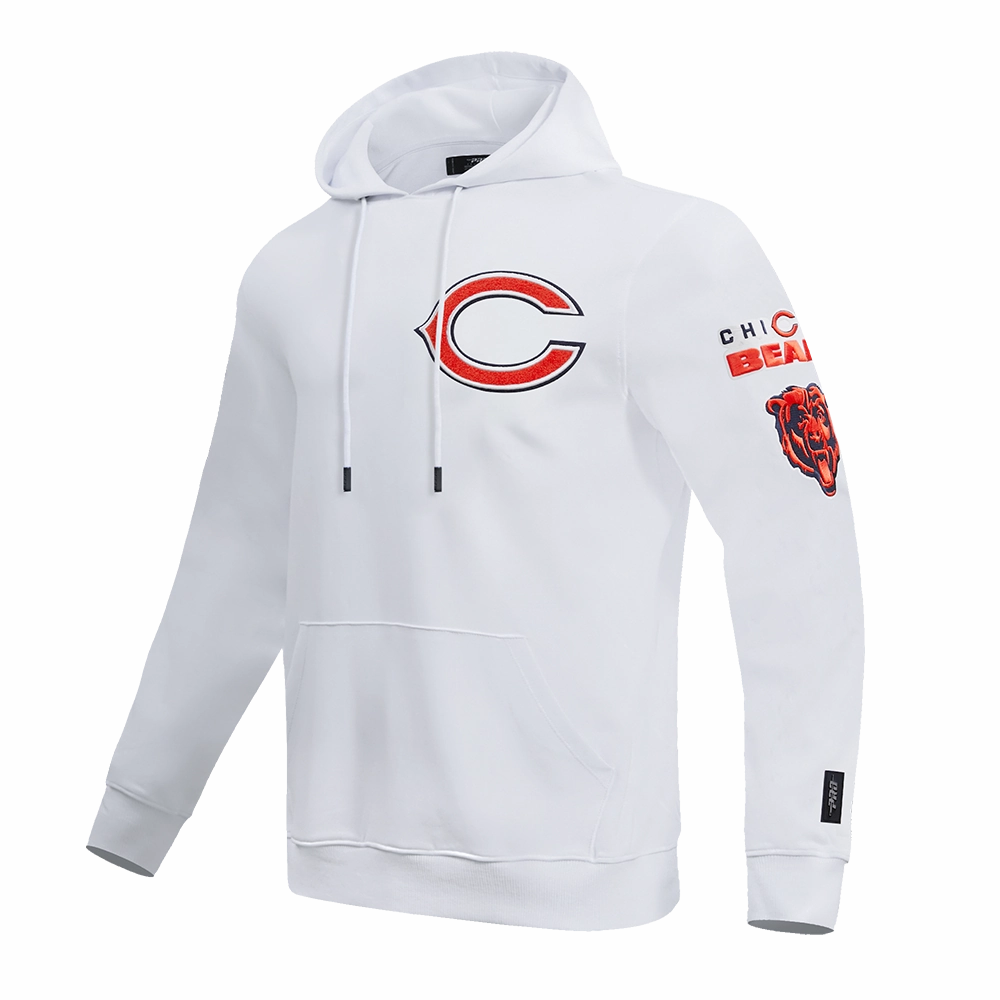 NFL CHICAGO BEARS CLASSIC CHENILLE MEN'S PULLOVER HOODIE (WHITE)