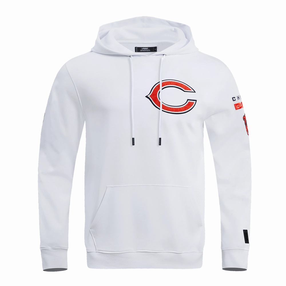 NFL CHICAGO BEARS CLASSIC CHENILLE MEN'S PULLOVER HOODIE (WHITE)