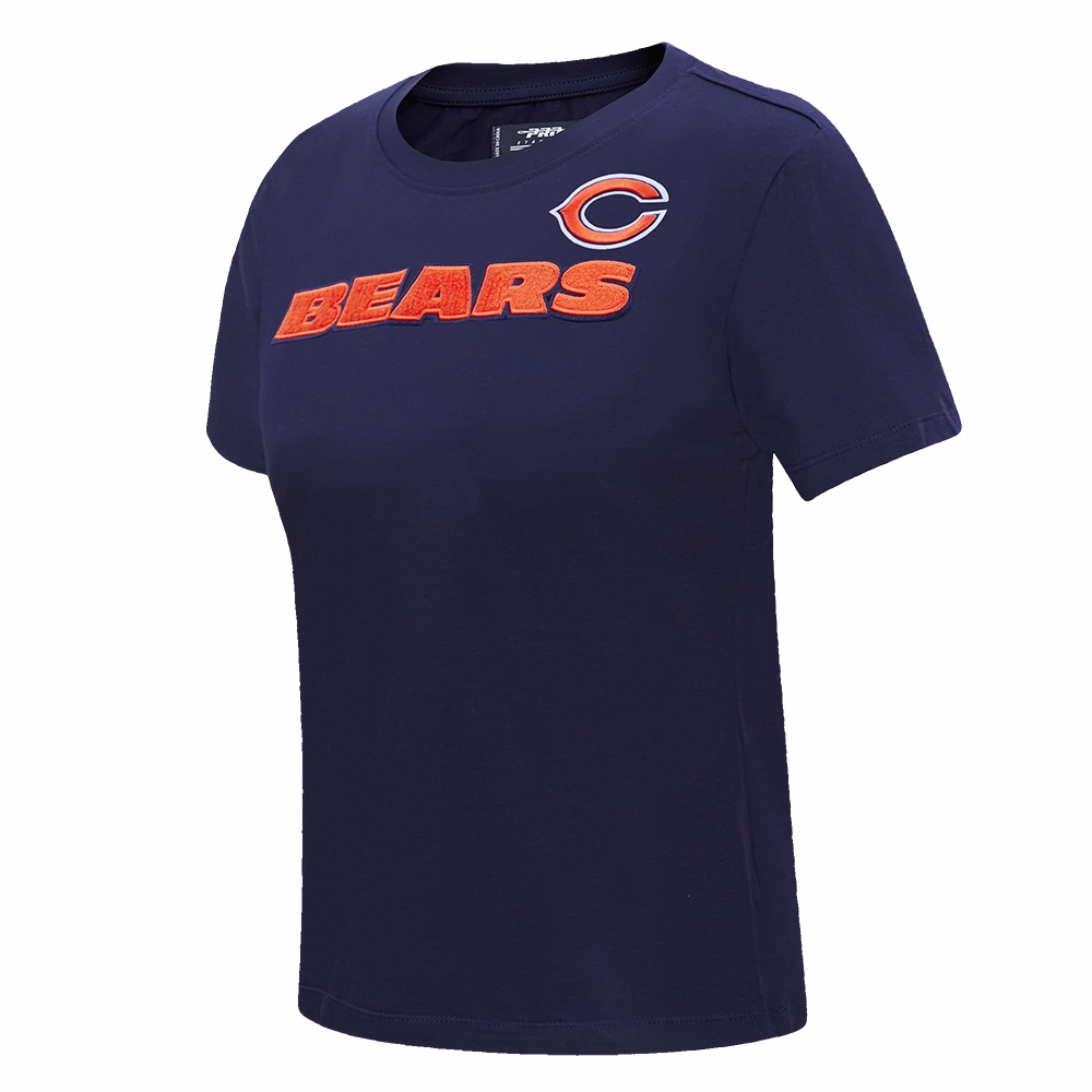 NFL CHICAGO BEARS CLASSIC SHORT SLEEVE WOMEN'S SINGLE JERSEY SLIM FIT TEE (MIDNIGHT NAVY)