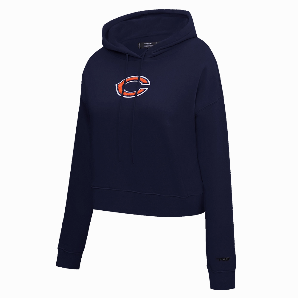 NFL CHICAGO BEARS CLASSIC WOMEN'S FLEECE CROPPED PULLOVER HOODIE (MIDNIGHT NAVY)