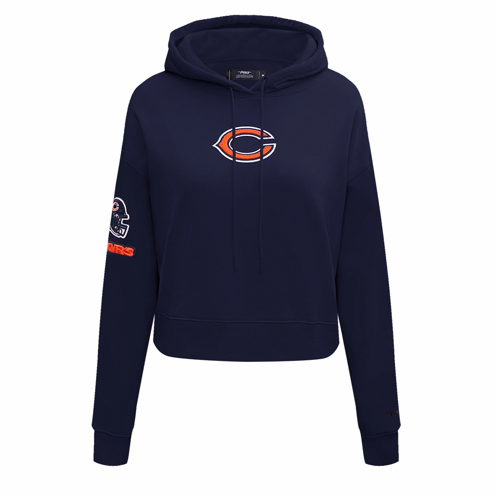 NFL CHICAGO BEARS CLASSIC WOMEN'S FLEECE CROPPED PULLOVER HOODIE (MIDNIGHT NAVY)