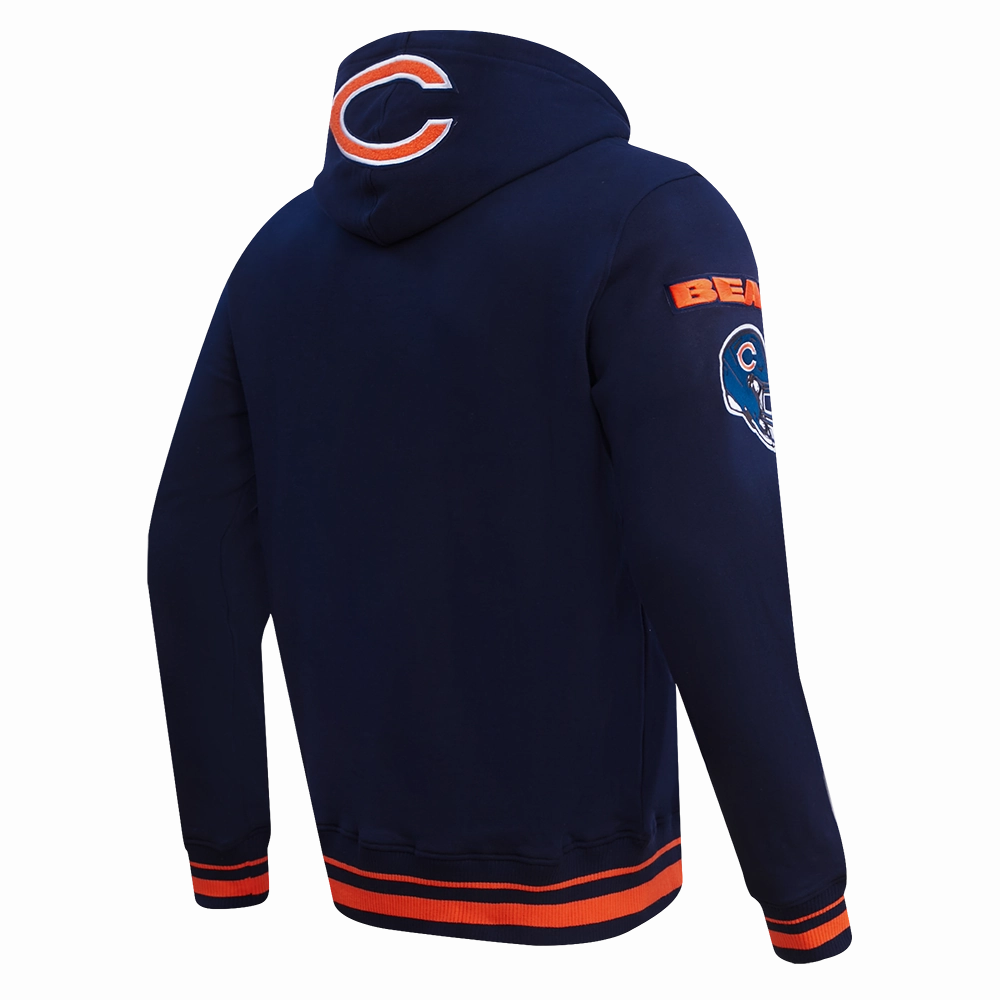 NFL CHICAGO BEARS MASHUP MEN'S RIB PULLOVER HOODIE (MIDNIGHT NAVY/ORANGE/MIDNIGHT NAVY)