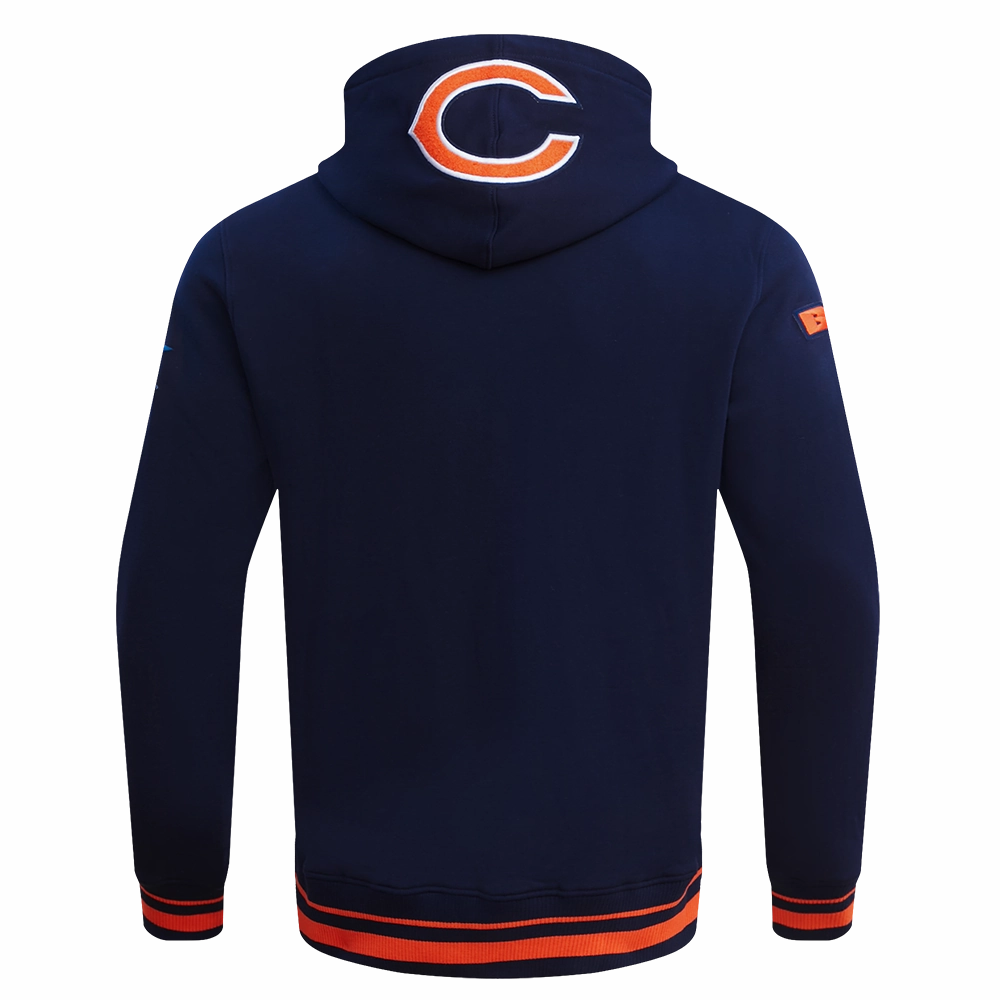 NFL CHICAGO BEARS MASHUP MEN'S RIB PULLOVER HOODIE (MIDNIGHT NAVY/ORANGE/MIDNIGHT NAVY)