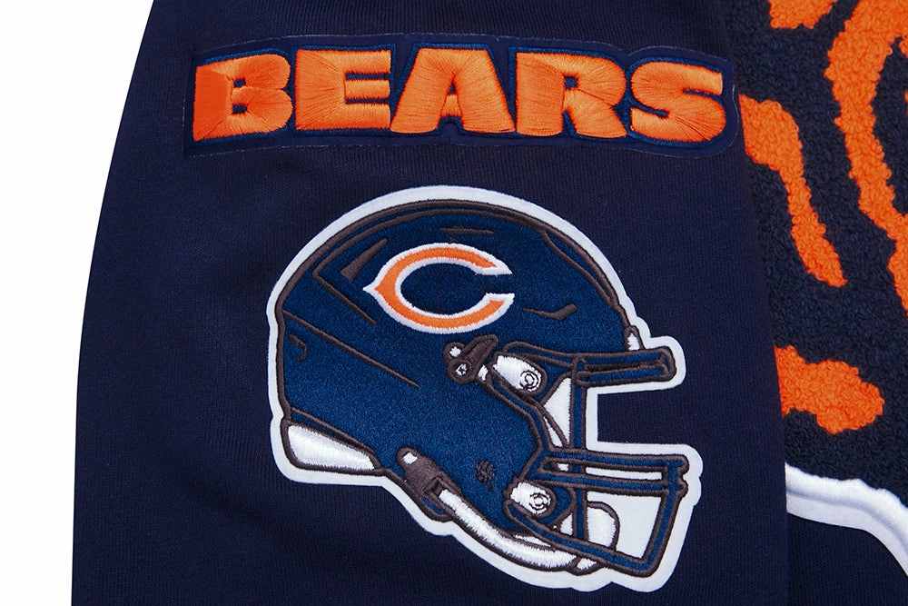 NFL CHICAGO BEARS MASHUP MEN'S RIB PULLOVER HOODIE (MIDNIGHT NAVY/ORANGE/MIDNIGHT NAVY)