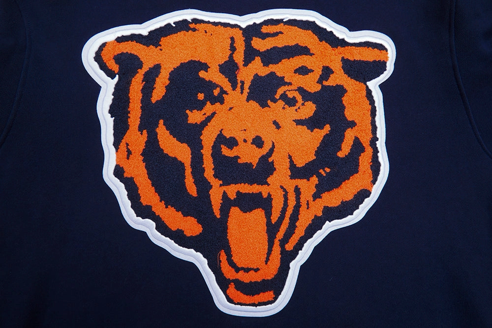 NFL CHICAGO BEARS MASHUP MEN'S RIB PULLOVER HOODIE (MIDNIGHT NAVY/ORANGE/MIDNIGHT NAVY)