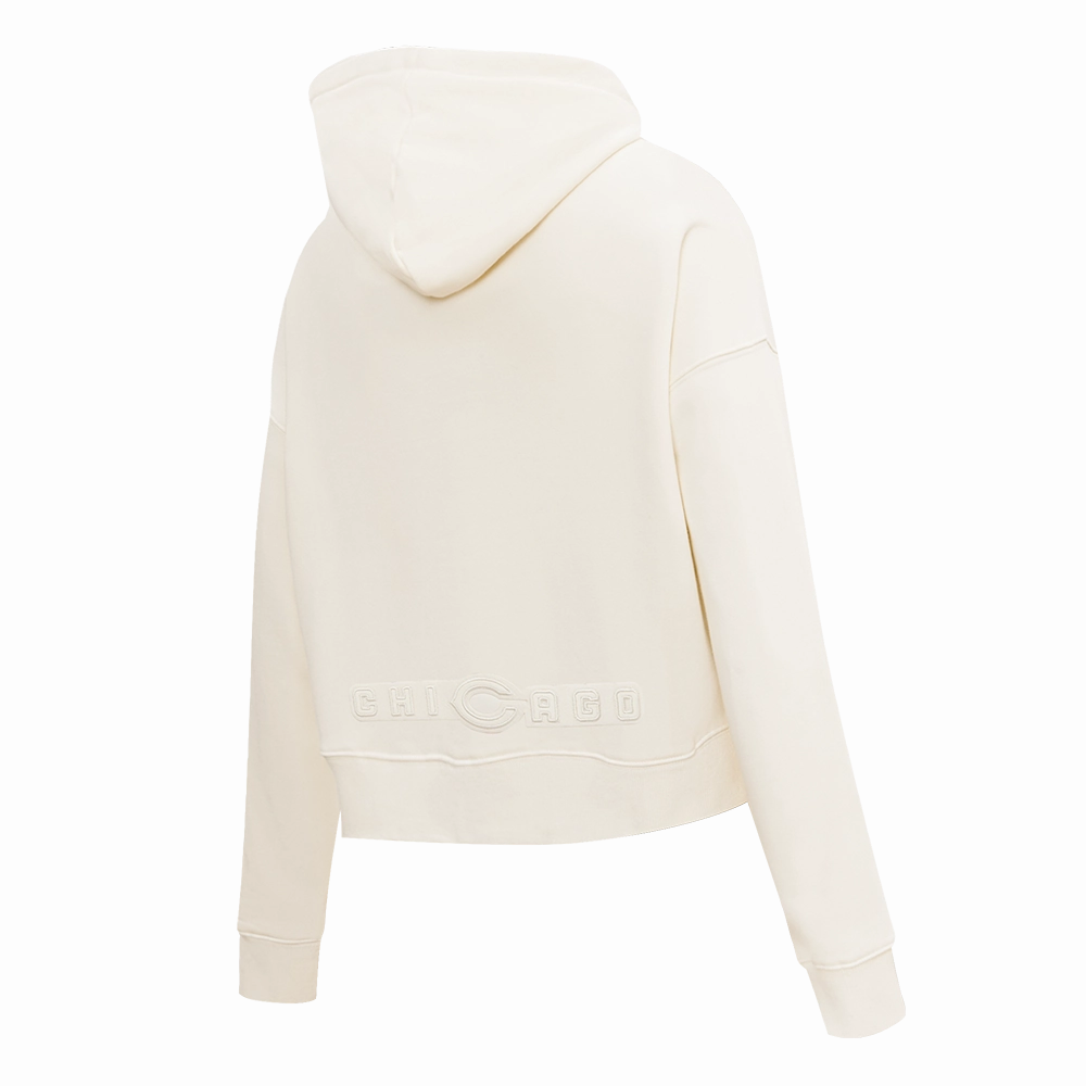 NFL CHICAGO BEARS NEUTRAL WOMEN'S CROPPED PULLOVER HOODIE (EGGSHELL)