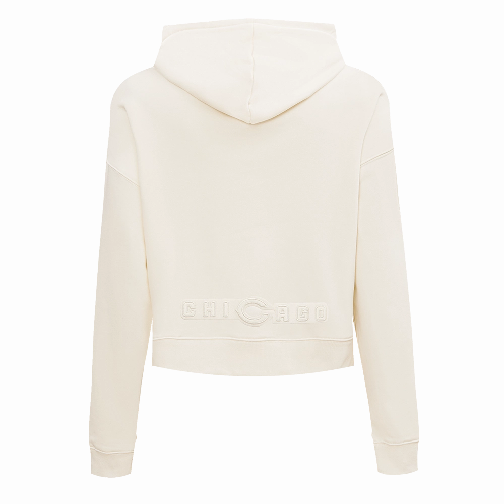 NFL CHICAGO BEARS NEUTRAL WOMEN'S CROPPED PULLOVER HOODIE (EGGSHELL)
