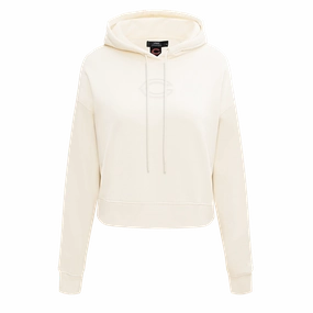 NFL CHICAGO BEARS NEUTRAL WOMEN'S CROPPED PULLOVER HOODIE (EGGSHELL)