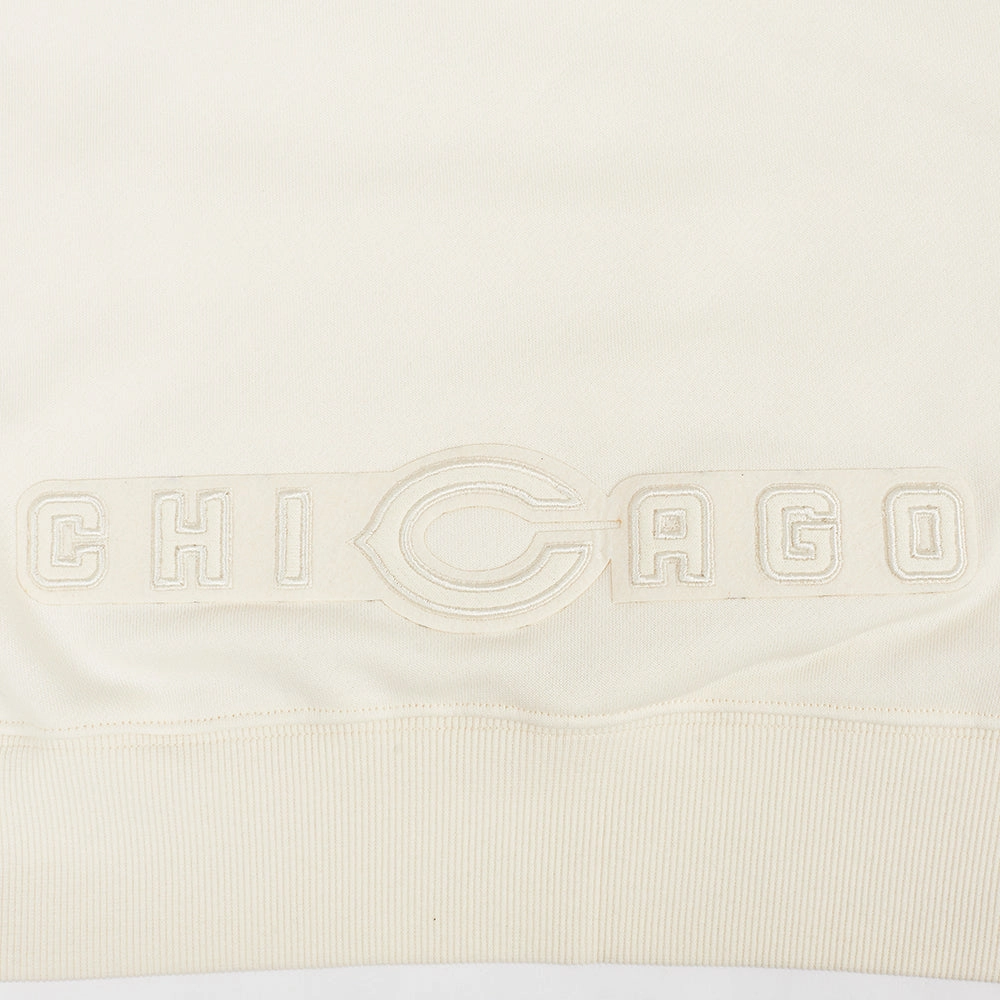 NFL CHICAGO BEARS NEUTRAL WOMEN'S CROPPED PULLOVER HOODIE (EGGSHELL)