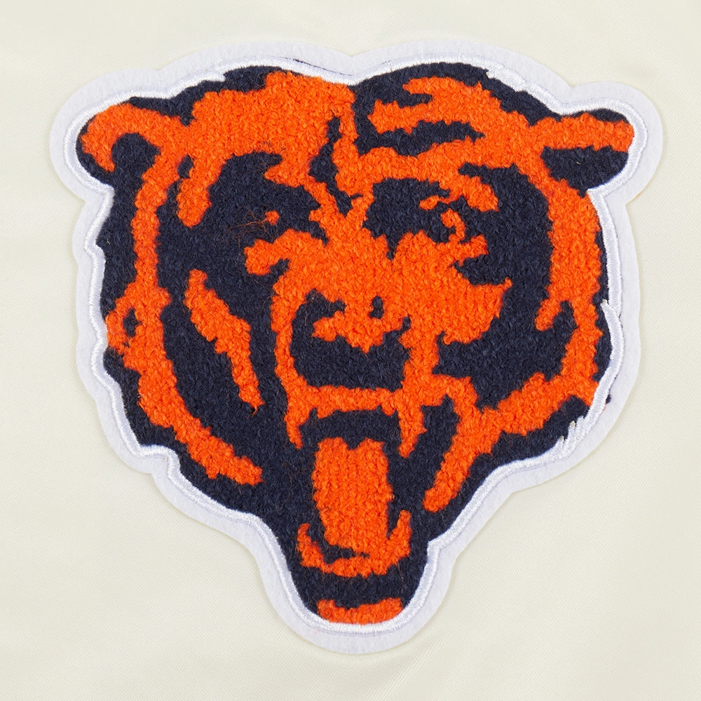 NFL CHICAGO BEARS RETRO CLASSIC WOMEN'S RIB SATIN JACKET (EGGSHELL/ MIDNIGHT NAVY)