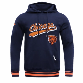 NFL CHICAGO BEARS SCRIPT TAIL MEN'S RIB FLC PO HOODIE (MIDNIGHT NAVY/ORANGE/MIDNIGHT NAVY)