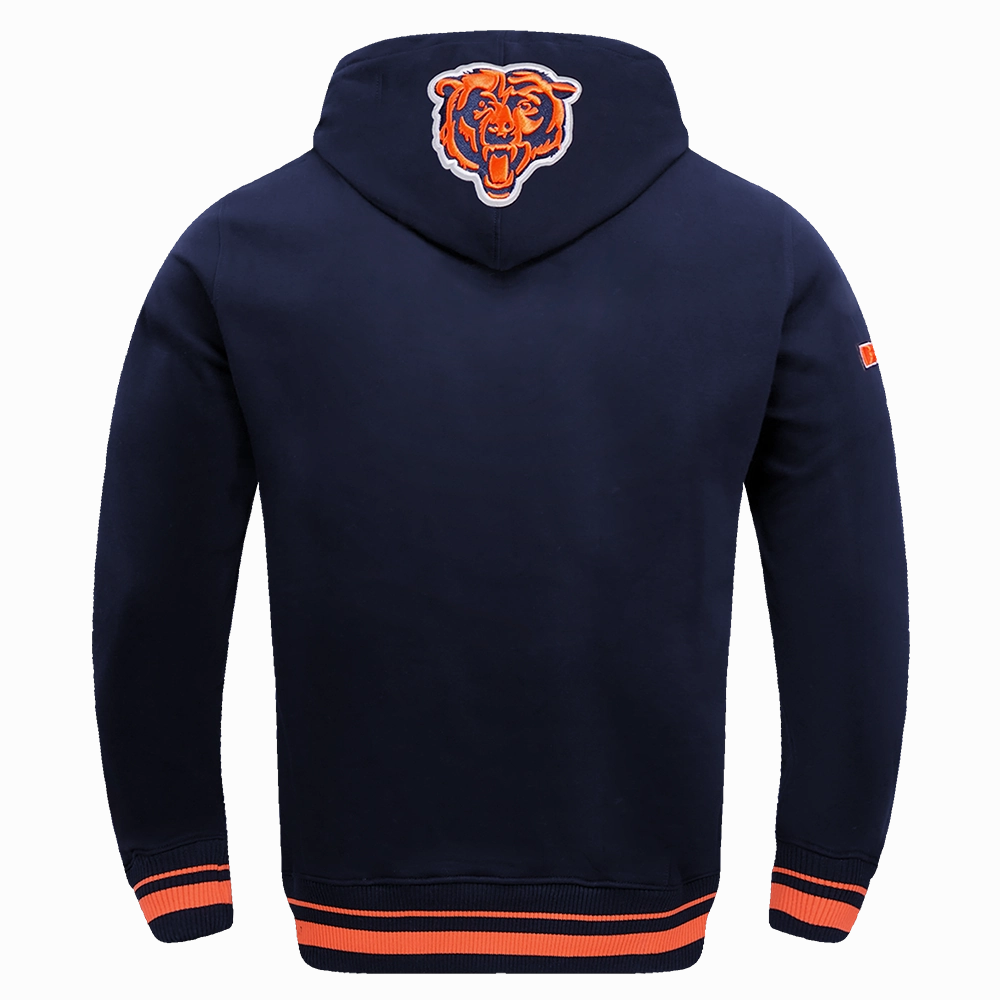 NFL CHICAGO BEARS SCRIPT TAIL MEN'S RIB FLC PO HOODIE (MIDNIGHT NAVY/ORANGE/MIDNIGHT NAVY)