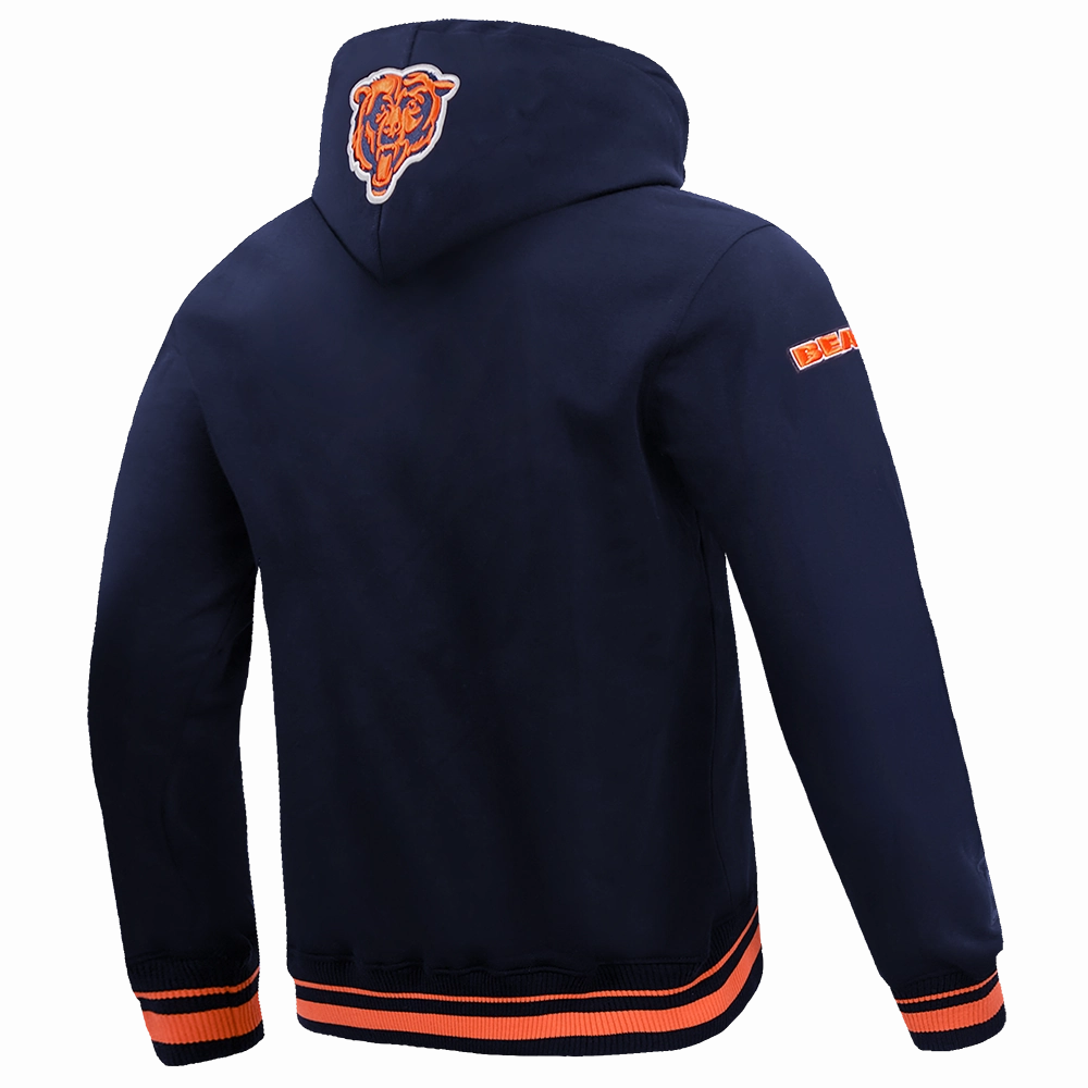 NFL CHICAGO BEARS SCRIPT TAIL MEN'S RIB FLC PO HOODIE (MIDNIGHT NAVY/ORANGE/MIDNIGHT NAVY)