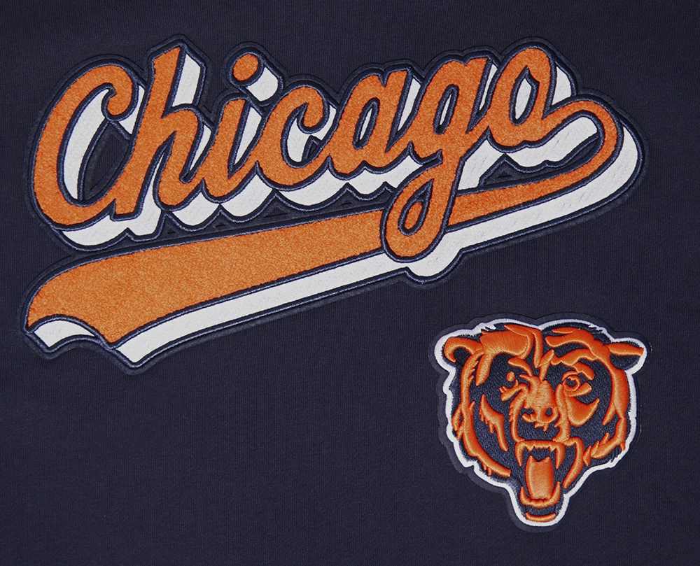 NFL CHICAGO BEARS SCRIPT TAIL MEN'S RIB FLC PO HOODIE (MIDNIGHT NAVY/ORANGE/MIDNIGHT NAVY)