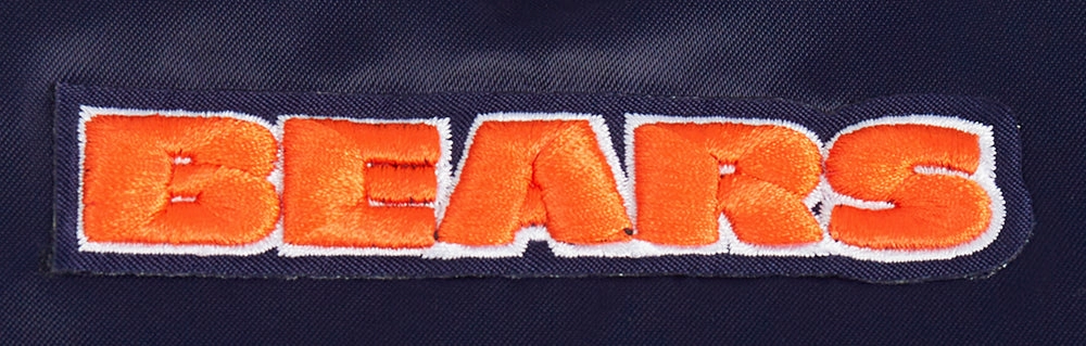 NFL CHICAGO BEARS SCRIPT TAIL WOMEN'S SATIN JACKET (MIDNIGHT NAVY/ORANGE/MIDNIGHT NAVY)