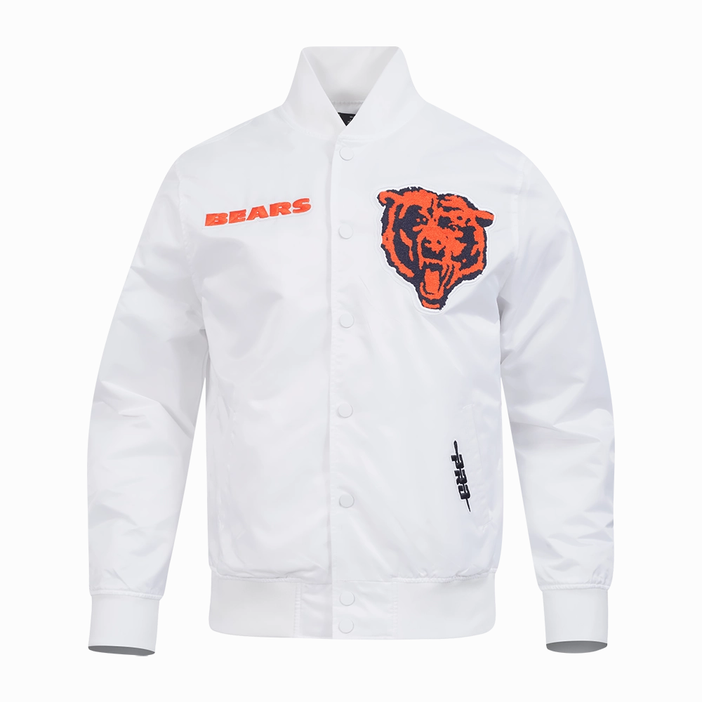 NFL CHICAGO BEARS SOUVENIR MEN'S SATIN JACKET (WHITE)