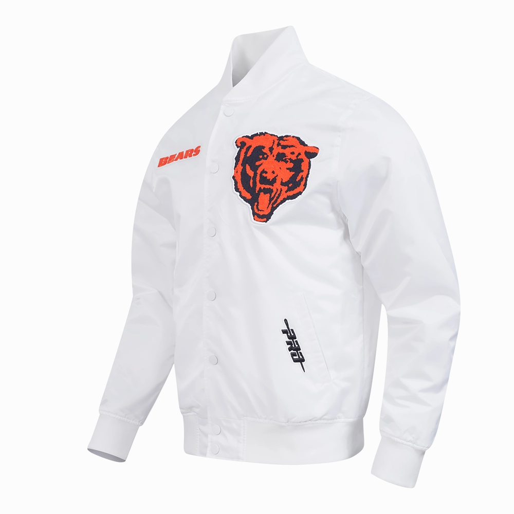 NFL CHICAGO BEARS SOUVENIR MEN'S SATIN JACKET (WHITE)