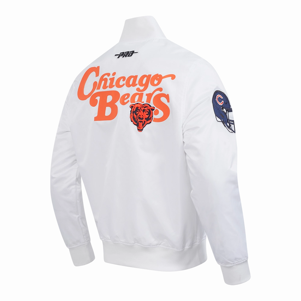 NFL CHICAGO BEARS SOUVENIR MEN'S SATIN JACKET (WHITE)