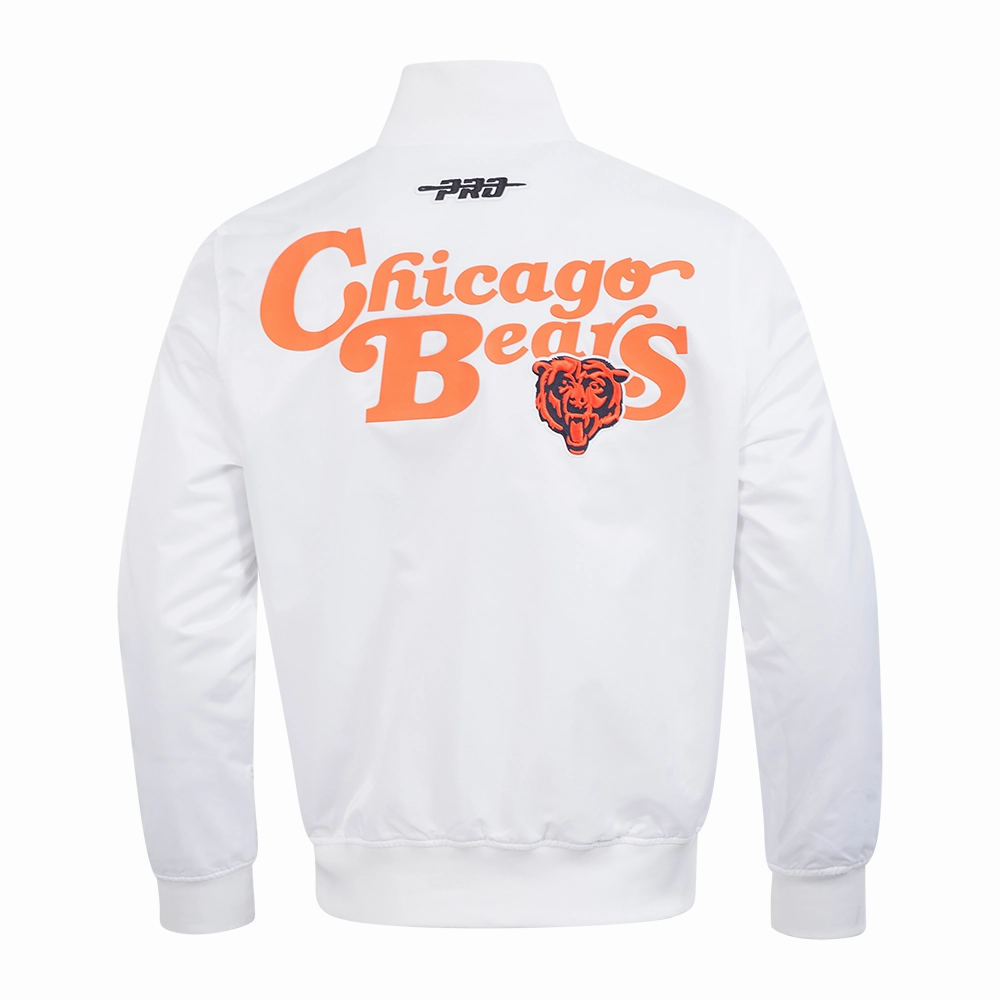 NFL CHICAGO BEARS SOUVENIR MEN'S SATIN JACKET (WHITE)