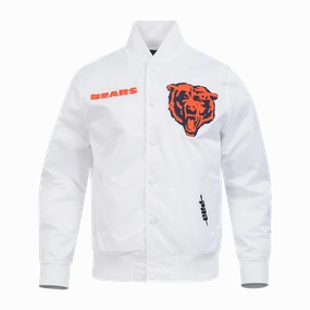 NFL CHICAGO BEARS SOUVENIR MEN'S SATIN JACKET (WHITE)