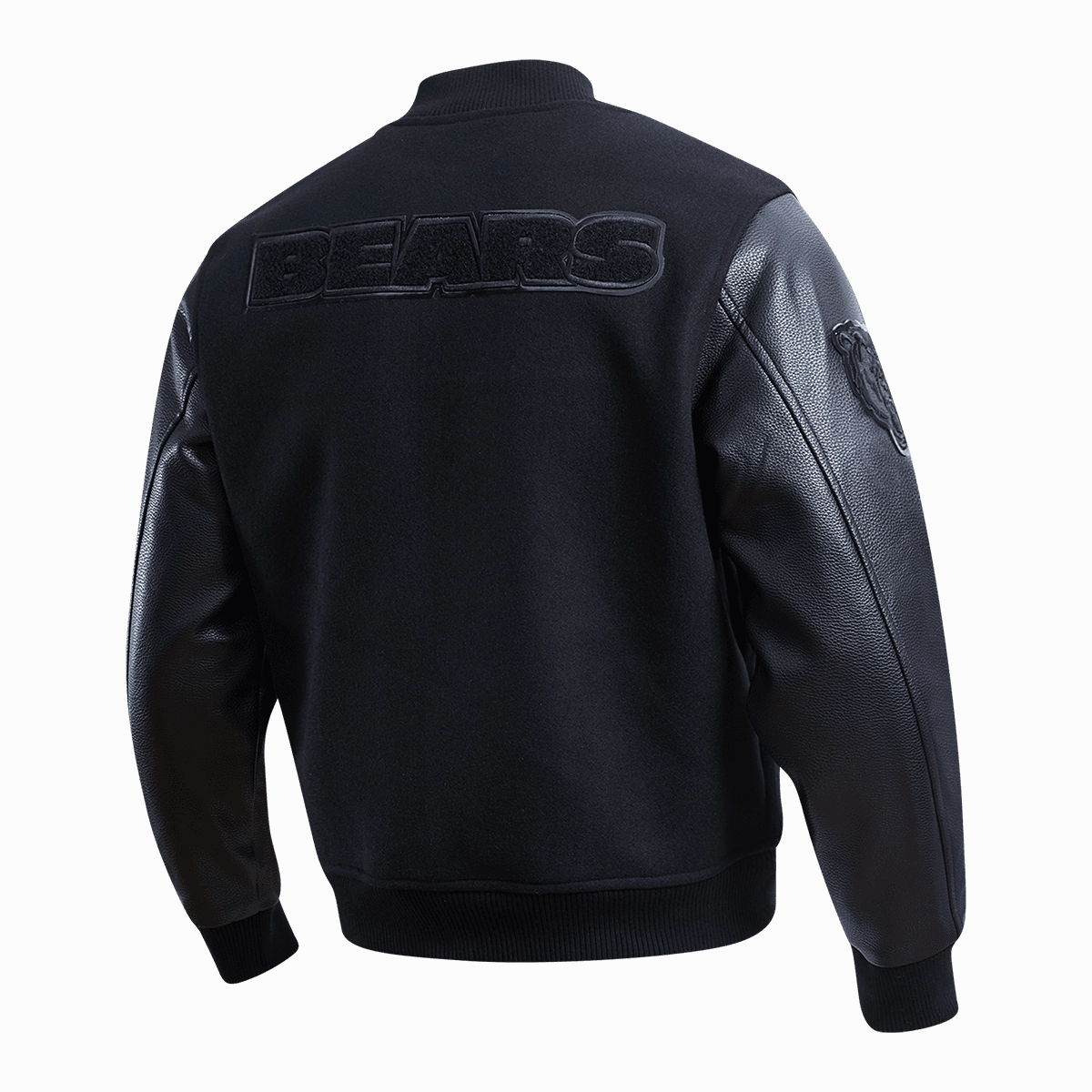 NFL CHICAGO BEARS TRIPLE BLACK LOGO MEN'S VARSITY JACKET (TRIPLE BLACK)