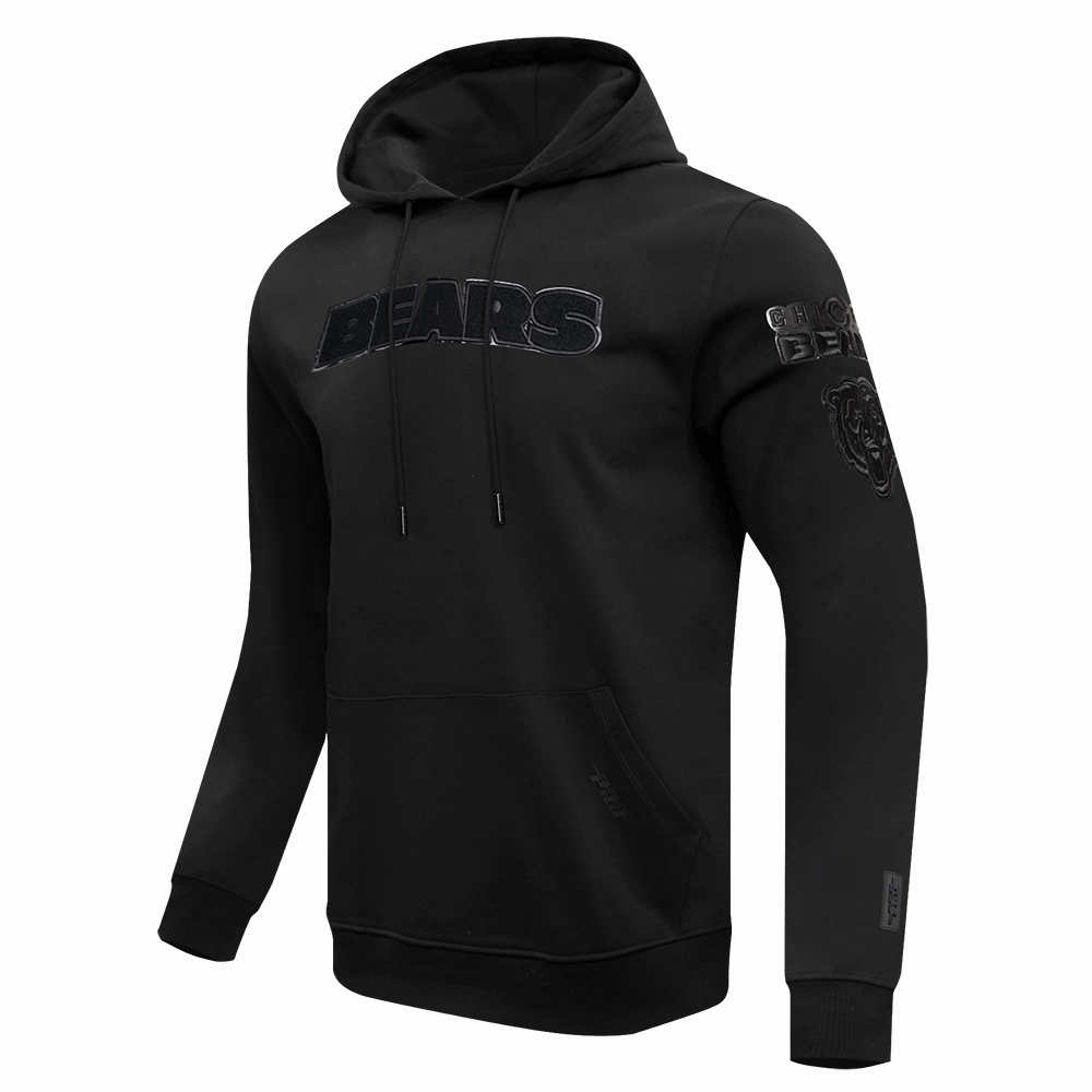 NFL CHICAGO BEARS TRIPLE BLACK MEN'S PULLOVER HOODIE (TRIPLE BLACK)