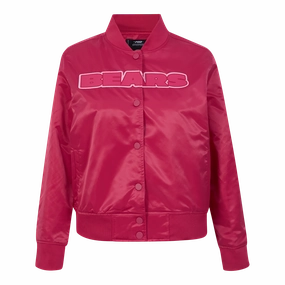 NFL CHICAGO BEARS TRIPLE PINK WOMEN'S SATIN JACKET (BEETROOT PURPLE)