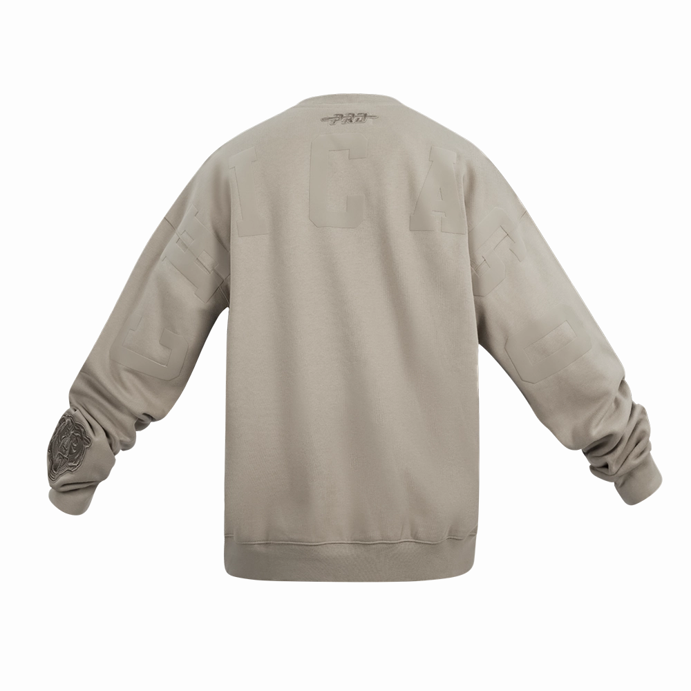 NFL CHICAGO BEARS WINGSPAN MEN'S DROP SHOULDER FLEECE CREWNECK (TAUPE)