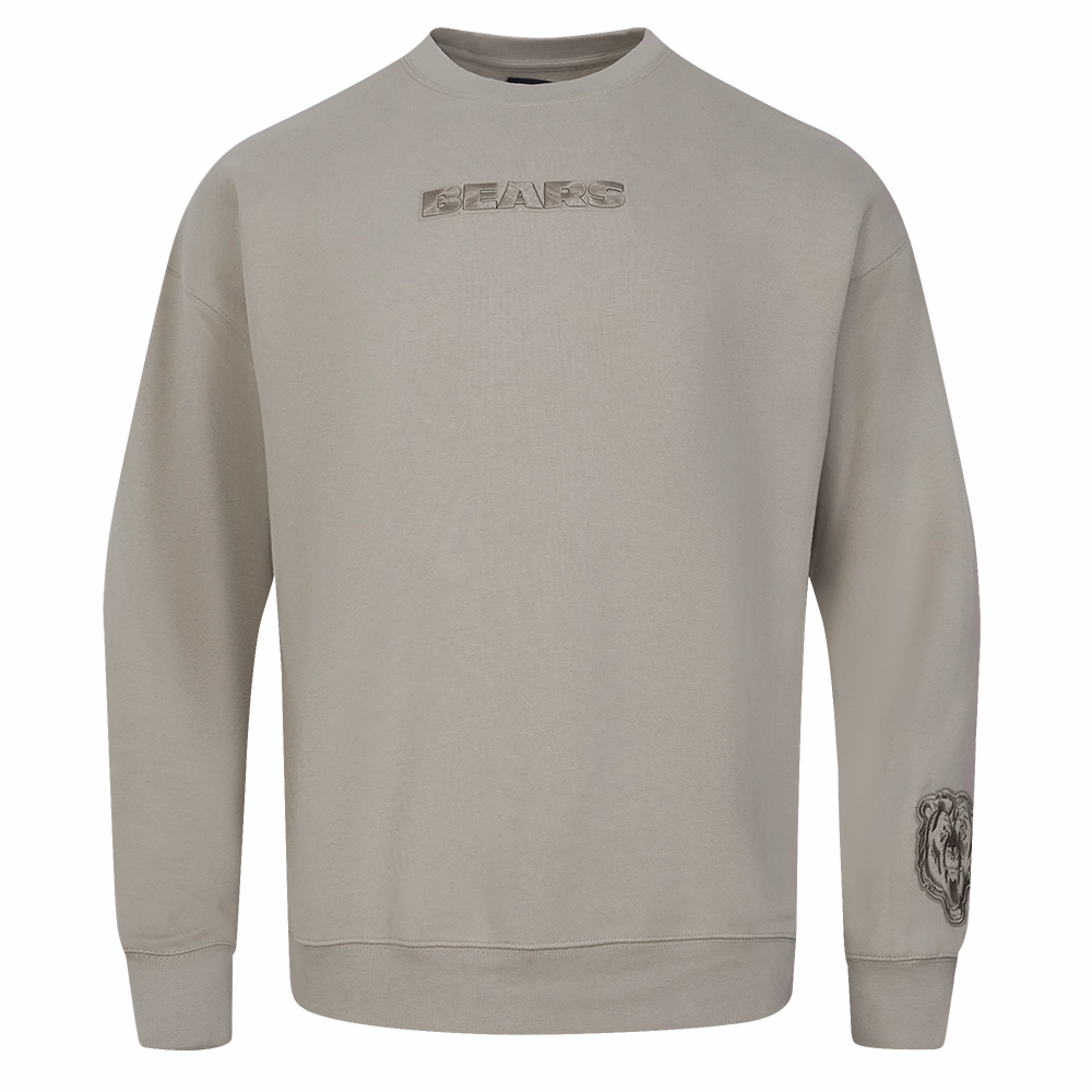 NFL CHICAGO BEARS WINGSPAN MEN'S DROP SHOULDER FLEECE CREWNECK (TAUPE)