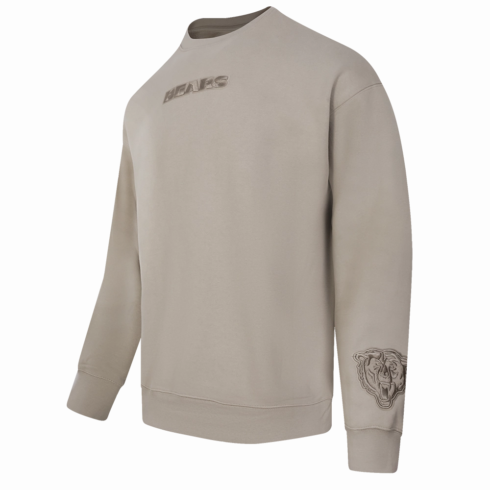 NFL CHICAGO BEARS WINGSPAN MEN'S DROP SHOULDER FLEECE CREWNECK (TAUPE)