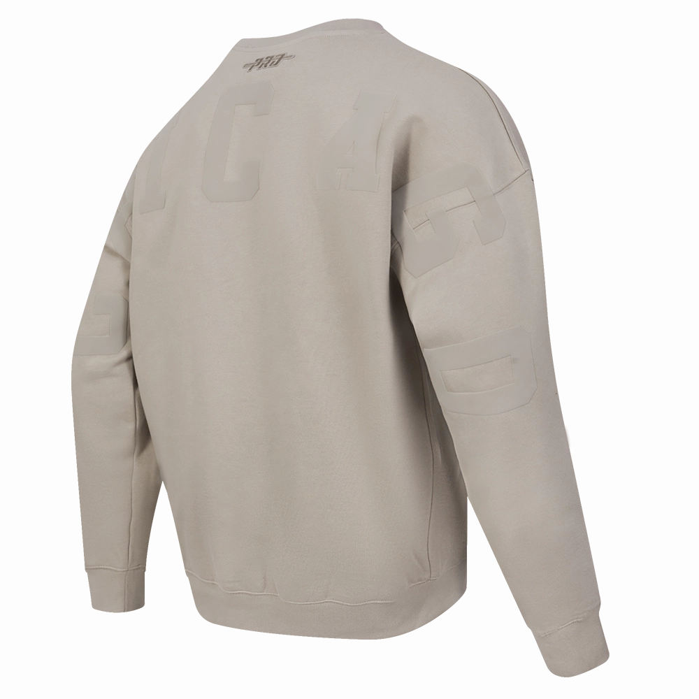 NFL CHICAGO BEARS WINGSPAN MEN'S DROP SHOULDER FLEECE CREWNECK (TAUPE)