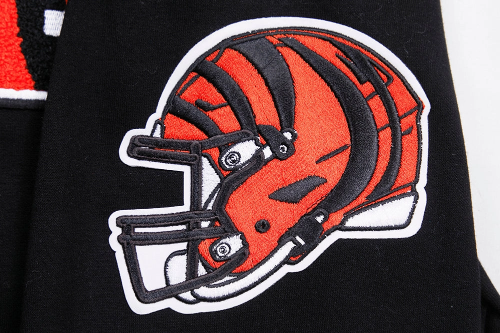 NFL CINCINNATI BENGALS CLASSIC CHENILLE  FULL ZIP HOODIE  (BLACK)
