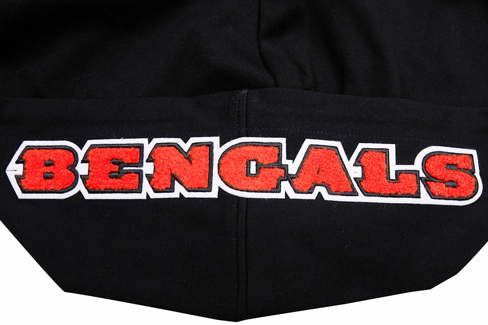 NFL CINCINNATI BENGALS CLASSIC CHENILLE  FULL ZIP HOODIE  (BLACK)