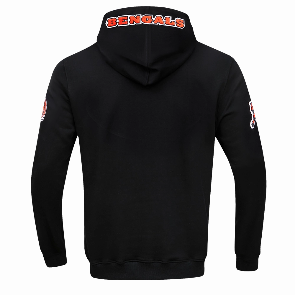 NFL CINCINNATI BENGALS CLASSIC CHENILLE  FULL ZIP HOODIE  (BLACK)