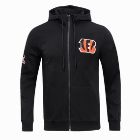 NFL CINCINNATI BENGALS CLASSIC CHENILLE  FULL ZIP HOODIE  (BLACK)