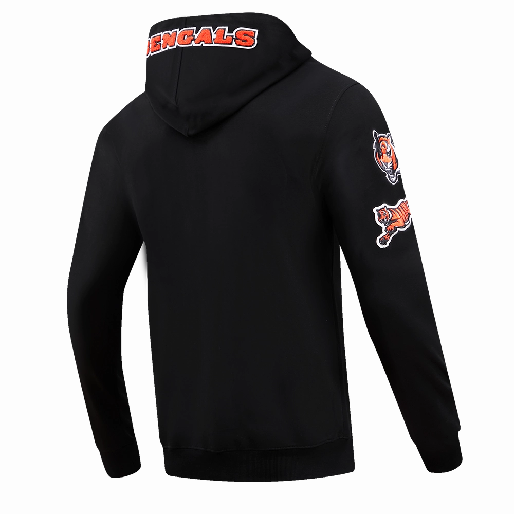 NFL CINCINNATI BENGALS CLASSIC CHENILLE  FULL ZIP HOODIE  (BLACK)