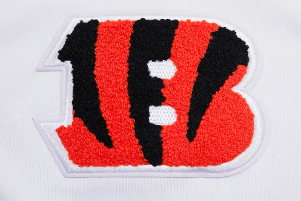 NFL CINCINNATI BENGALS CLASSIC CHENILLE FULL ZIP HOODIE  (WHITE)