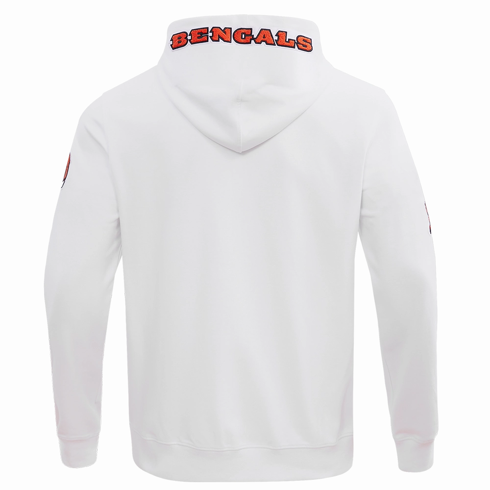 NFL CINCINNATI BENGALS CLASSIC CHENILLE FULL ZIP HOODIE  (WHITE)