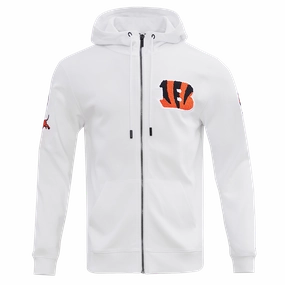 NFL CINCINNATI BENGALS CLASSIC CHENILLE FULL ZIP HOODIE  (WHITE)