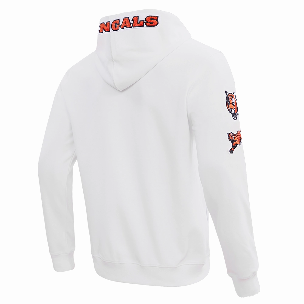 NFL CINCINNATI BENGALS CLASSIC CHENILLE FULL ZIP HOODIE  (WHITE)