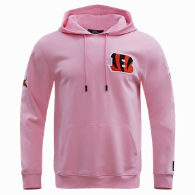 NFL CINCINNATI BENGALS CLASSIC CHENILLE MEN'S PULLOVER HOODIE (PINK)