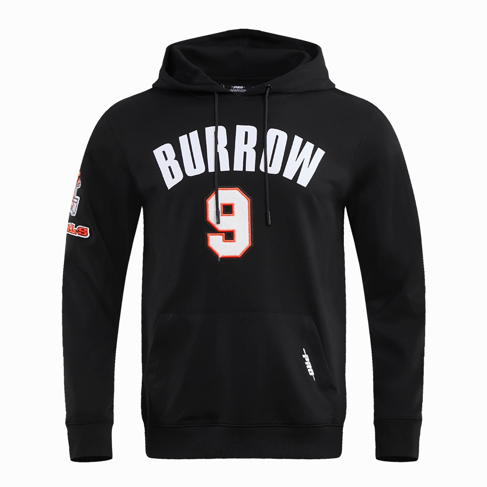 NFL CINCINNATI BENGALS JOE BURROW #9 MEN'S PULLOVER HOODIE (BLACK)