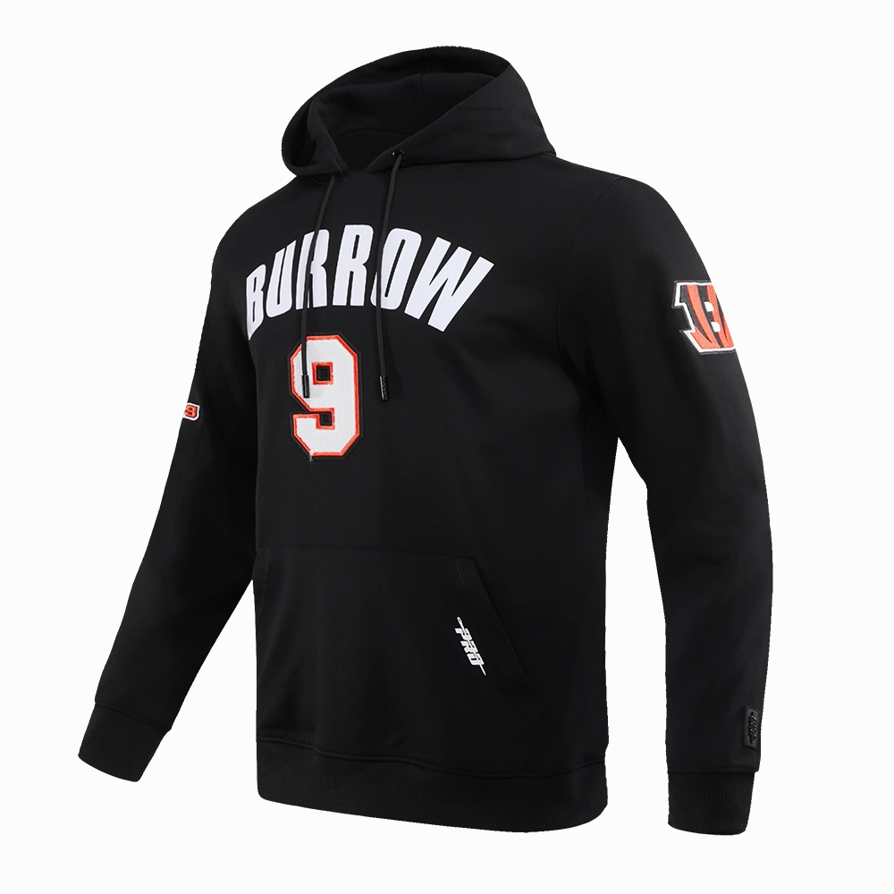 NFL CINCINNATI BENGALS JOE BURROW #9 MEN'S PULLOVER HOODIE (BLACK)