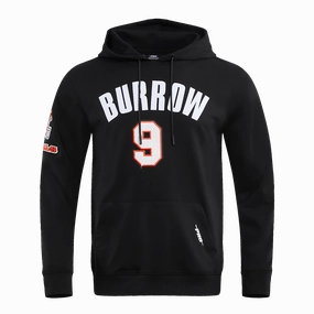 NFL CINCINNATI BENGALS JOE BURROW #9 MEN'S PULLOVER HOODIE (BLACK)