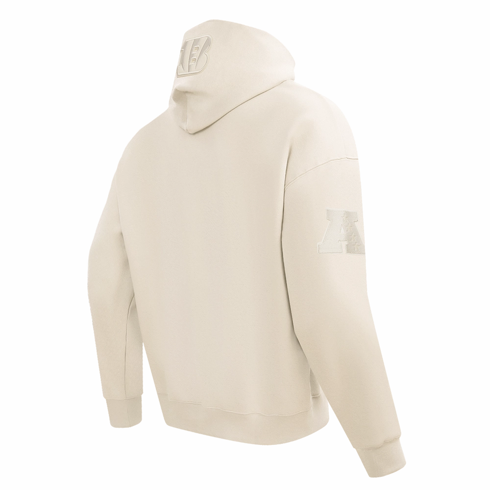 NFL CINCINNATI BENGALS NEUTRAL DROP SHOULDER FLEECE PULLOVER HOODIE (EGGSHELL)