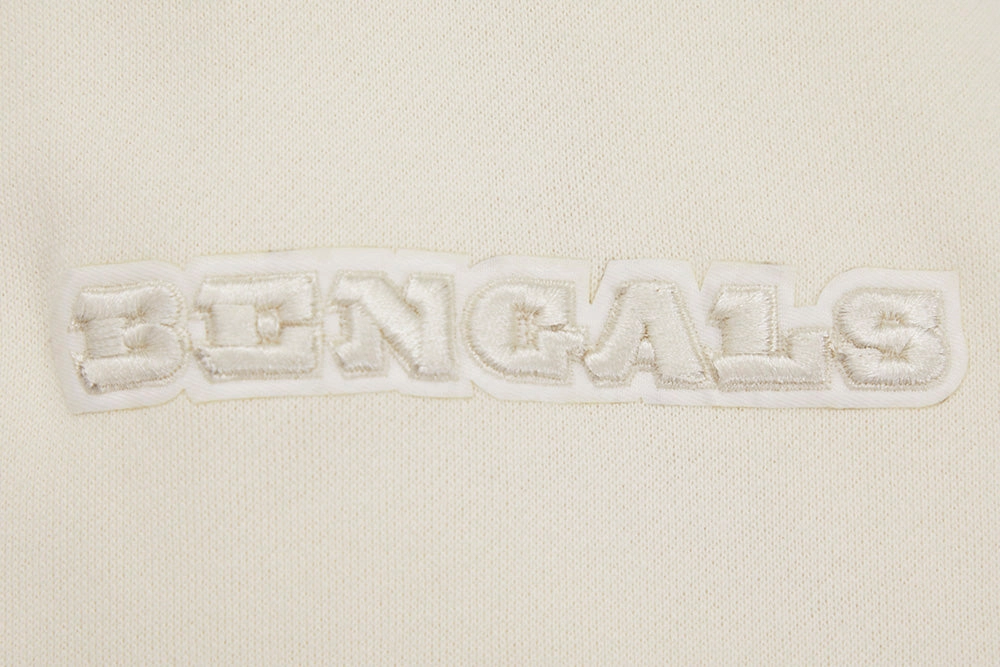 NFL CINCINNATI BENGALS NEUTRAL DROP SHOULDER FLEECE PULLOVER HOODIE (EGGSHELL)
