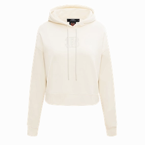 NFL CINCINNATI BENGALS NEUTRAL WOMEN'S CROPPED PULLOVER HOODIE (EGGSHELL)